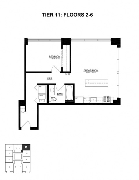 floor plan of 55 north luxury apartments to rent in the north end of boston